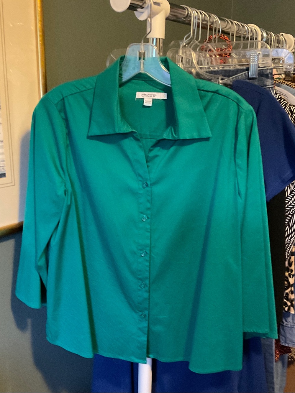 Chico's Emerald Teal Button-Front Women's Shirt